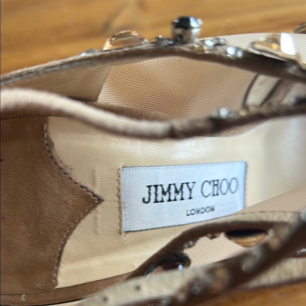Jimmy Choo Tan Crystal Embellished Heels - Picture 5 of 9